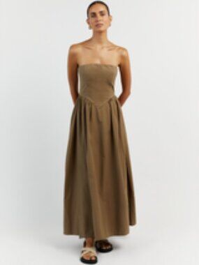 DISSH - HYLAND COFFEE STRAPLESS MIDI DRESS - 8 NWT